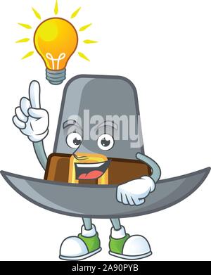 Pilgrim hat with buckle in character have an idea Stock Vector