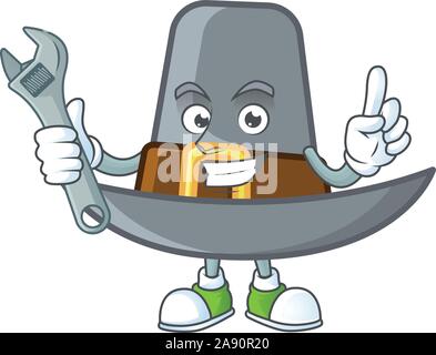 Pilgrim hat with buckle in character mechanic Stock Vector