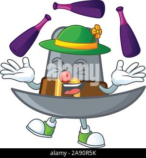 Pilgrim hat with buckle in character juggling Stock Vector
