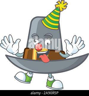 Pilgrim hat with buckle in character clown Stock Vector