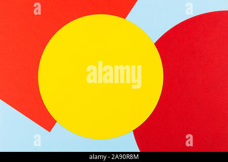 Texture background of fashion papers in geometry style. Yellow, light blue, red colors Stock Photo