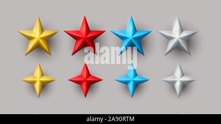 Realistic Stars Ornaments Stock Vector