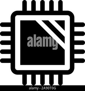 Central Computer Processors, CPU Microchip. Flat Vector Icon illustration. Simple black symbol on white background. Central Computer Processors, CPU s Stock Vector