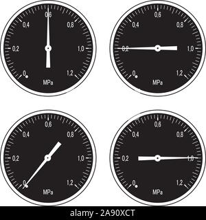 Manometers for pressure measerument. Black and white collection Stock Vector