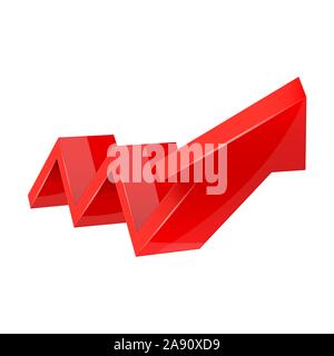 Financial trend. Up rising indication arrow. Red 3d sign Stock Vector