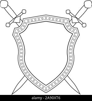 Shield and swords icon. Stock Vector