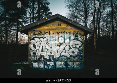 Graffiti on abandoned building Stock Photo