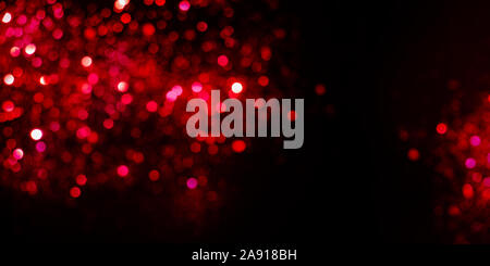 Valentines red and black background with sparkling lights bokeh. Copy space Stock Photo