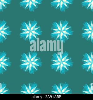 Seamless pattern with stylized flowers. Multicolored pattern. Illustration in blue and white shades. Vector EPS10 Stock Vector