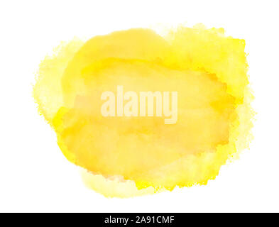 Yellow and orange watercolor cloud splash on white background. Stock Photo
