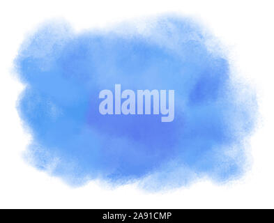 blue watercolor cloud splash on white background. Stock Photo