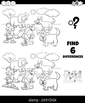 differences game with cartoon dogs coloring page Stock Vector Image ...
