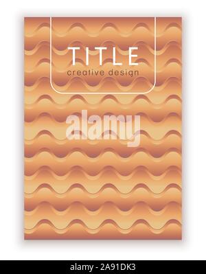 Creative minimum template for cover design, vector abstract background. Modern pattern in soft gradient shapes composition brown-yellow-orange colors Stock Vector
