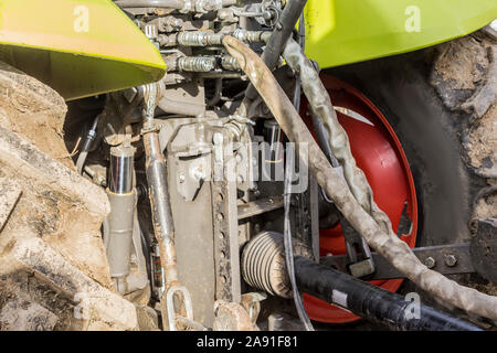 The back of the wheeled tractor. Close-up. Stock Photo