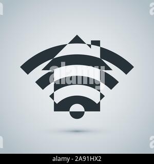 Stylized sign smart home. Wi-Fi as a symbol of modern housing Stock Vector