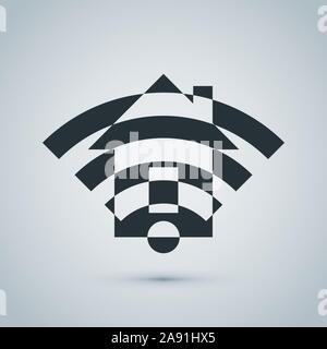Stylized sign smart home. Wi-Fi as a symbol of modern housing Stock Vector