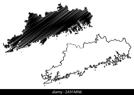 Uusimaa Region (Republic of Finland) map vector illustration, scribble sketch Uusimaa map Stock Vector