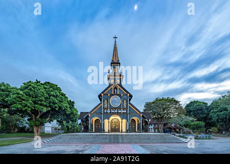 ' Nha tho go ' or Wooden church Kon Tum, Vietnam. Stock Photo