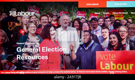 London, UK. 12th Nov, 2019. A screenshot of the Labour Party General Election 2019 website. Credit: Dinendra Haria/SOPA Images/ZUMA Wire/Alamy Live News Stock Photo