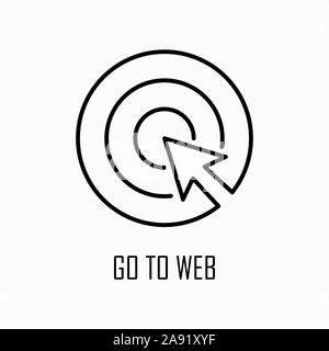 Go to web click internet icon simple outline flat illustration. Stock Vector