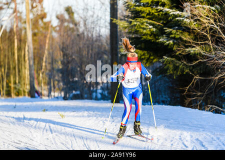 Woman skiing Stock Photo