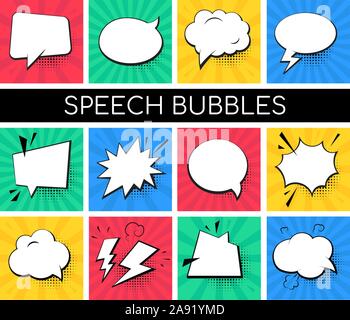 Speech bubbles collection - set of comic retro elements Stock Vector