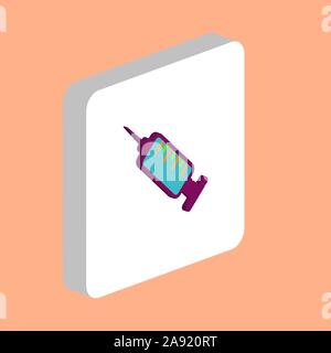 Syringe Simple vector icon. Illustration symbol design template for web mobile UI element. Perfect color isometric pictogram on 3d white square. Syrin Stock Vector
