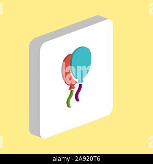 Two Balloons Simple vector icon. Illustration symbol design template for web mobile UI element. Perfect color isometric pictogram on 3d white square. Stock Vector