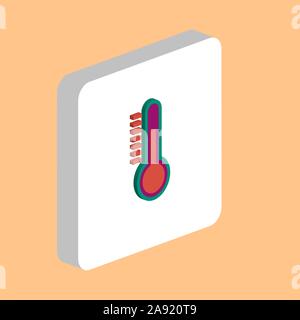 Thermometer Simple vector icon. Illustration symbol design template for web mobile UI element. Perfect color isometric pictogram on 3d white square. T Stock Vector