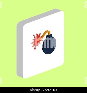 Bomb Simple vector icon. Illustration symbol design template for web mobile UI element. Perfect color isometric pictogram on 3d white square. Bomb ico Stock Vector