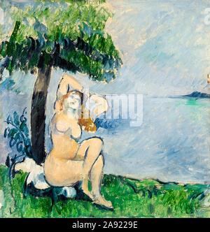 Paul Cezanne, Bather at the Seashore, (Baigneuse au bord de la mer), painting, circa 1875 Stock Photo