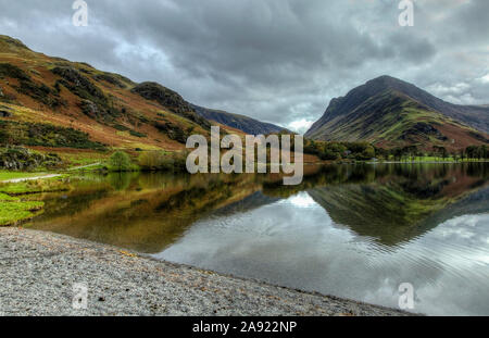 Autumn Reflections at Buttermere Lake in the English Lake District