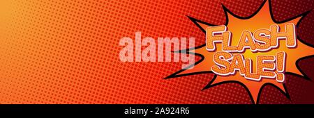 Flash Sale Banner template design with red orange background and space for your image. Vector illustration banner Stock Vector