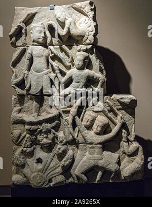 Italy Piedmont Turin - Mazzonis Palace - Mao Museum ( Museo d'Arte Orientale ) - Museum of Oriental art -  Triumph scene during a battle - Cambodia 12th - 13th century A.D. Stock Photo