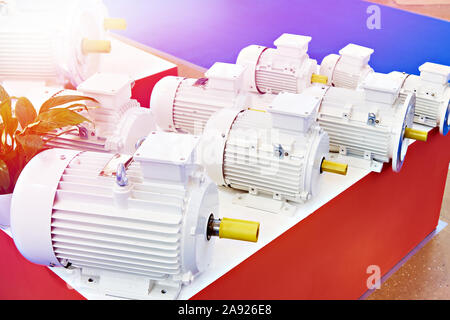 Asynchronous motors at the exhibition Stock Photo