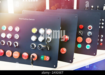 Push button switch on store exhibition Stock Photo