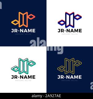 JR monogram logo inspirations set, vector letters logo template. Clean and creative designs. Stock Vector