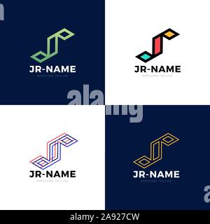 JR monogram logo inspirations set, vector letters logo template. Clean and creative designs. Stock Vector