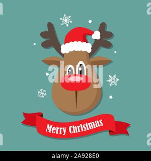 Vintage background or Christmas card with with deer. Vector illustration. Stock Vector