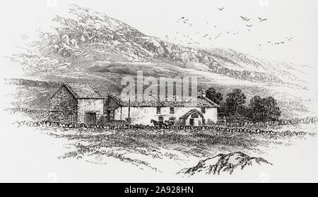 The Kirkstone Pass Inn.  Kirkstone Pass, Lake District, Cumbria, England, seen here in the 19th century.  From English Pictures, published 1890. Stock Photo