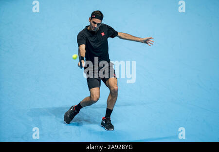 London, UK. 12th Nov, 2019. Roger FEDERER (Switzerland) during day 3 of the Nitto ATP Tennis Finals London at the O2, London, England on 12 November 2019. Photo by Andy Rowland. Credit: PRiME Media Images/Alamy Live News Stock Photo
