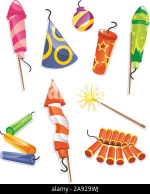 Firecrackers cartoon illustration collection Stock Vector