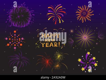 Fireworks cartoon illustration collection Stock Vector