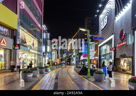 The commercial street Gwangbokro at the City Centre in Busan, Korea Stock Photo