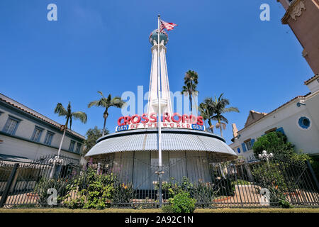 Iconic building, Crossroads of the World, outdoor shopping center, on Sunset Boulevard, Hollywood, Los Angeles, California, USA Stock Photo