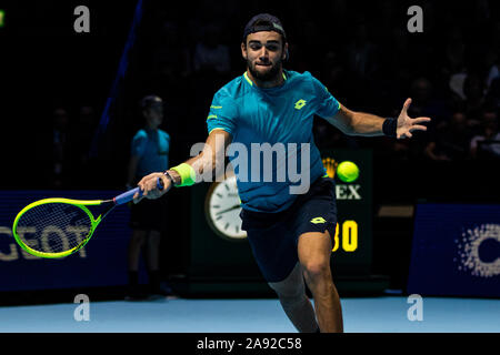 London, UK. 12th Nov, 2019. Roger Federer of Switzerland againstMatteo Berrettini of Italy on Day three of the Nitto ATP World Tour Finals at The O2 Arenain London, England Credit: Independent Photo Agency/Alamy Live News Stock Photo