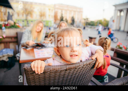 portrait of little girl with blue gray eyes Stock Photo