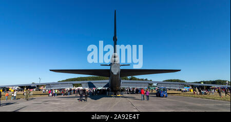 OSTRAVA, CZECH REPUBLIC - SEPTEMBER 22, 2019: NATO Days. B-52 Stratofortress strategic bomber of the US Air Force on display, surrounded by a crowd of Stock Photo