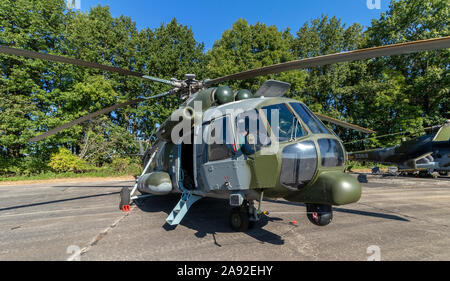 OSTRAVA, CZECH REPUBLIC - SEPTEMBER 22, 2019: NATO Days. A Mil MI-171 transport helicopter is on static display. No people. Stock Photo