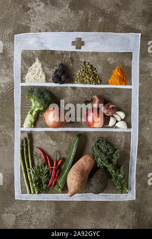 Fruits, vegetables and spices Stock Photo
